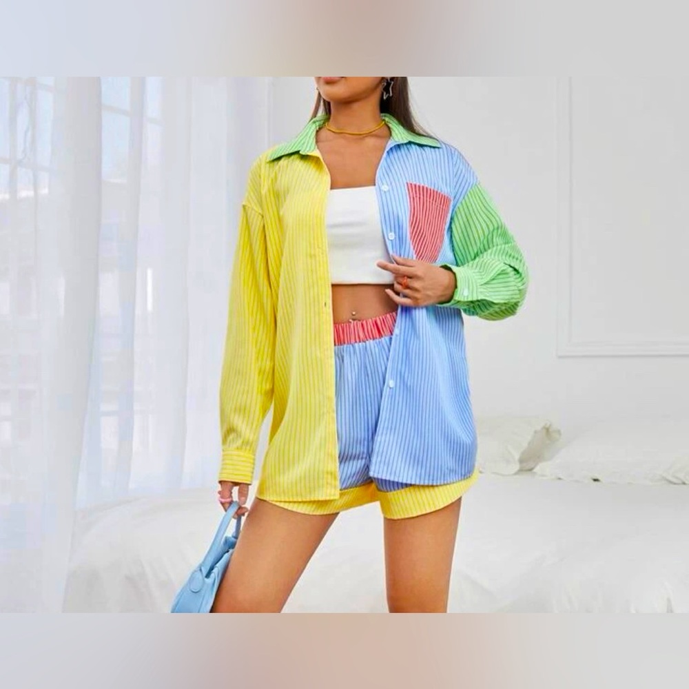 NEW UNUSED two piece shorts and long sleeved over shirt
